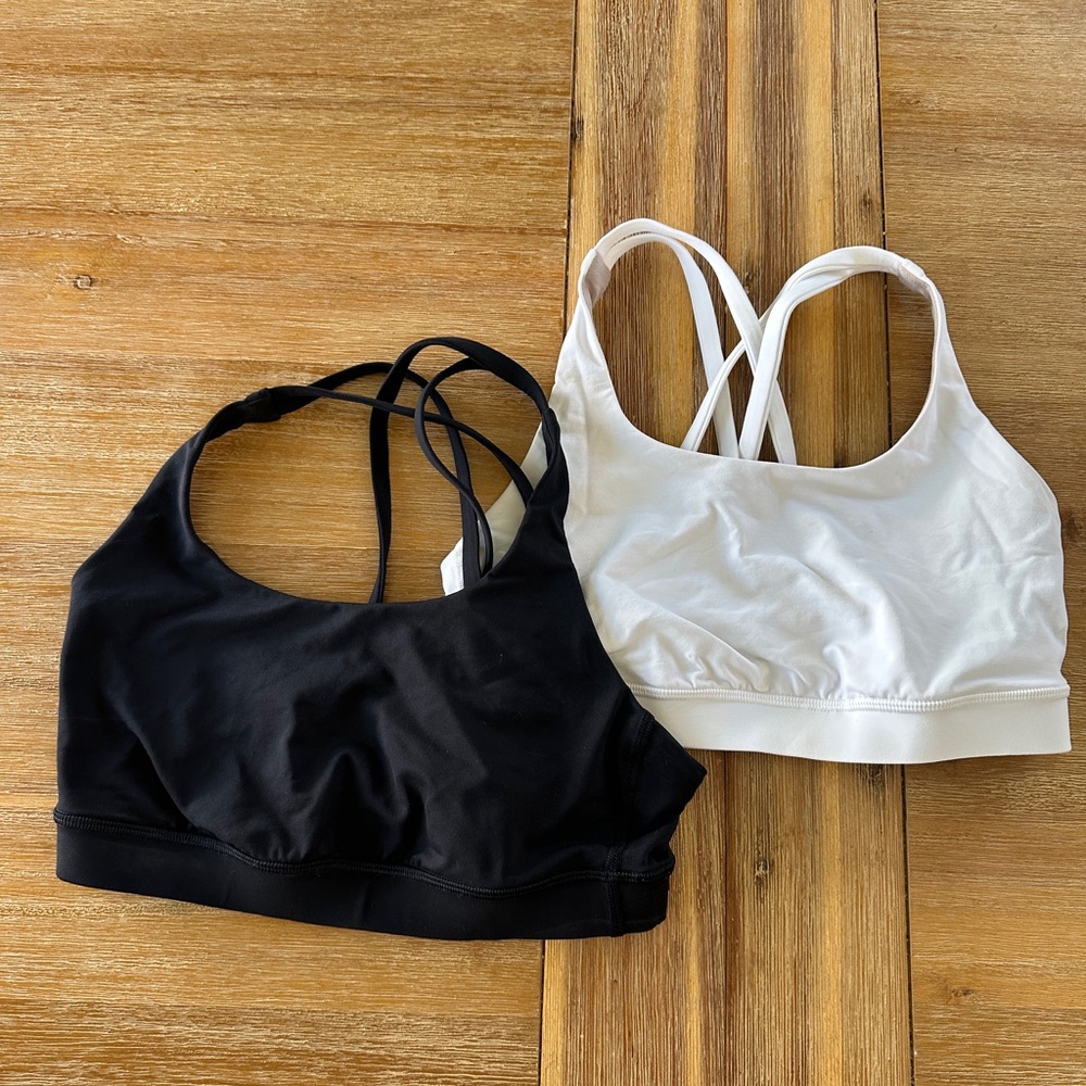 Set of TWO Lululemon Energy Bras - Black and White - in Sz 6